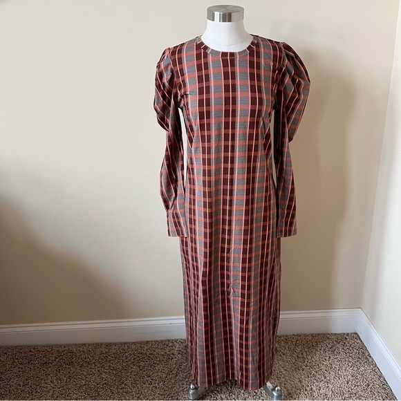 New! Tanya Taylor Nancy dress long sleeve plaid 17391 - Picture 4 of 14